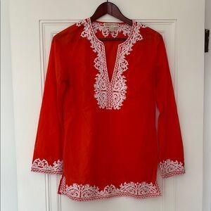 Michael Kors Orange Tunic with White Embroidery